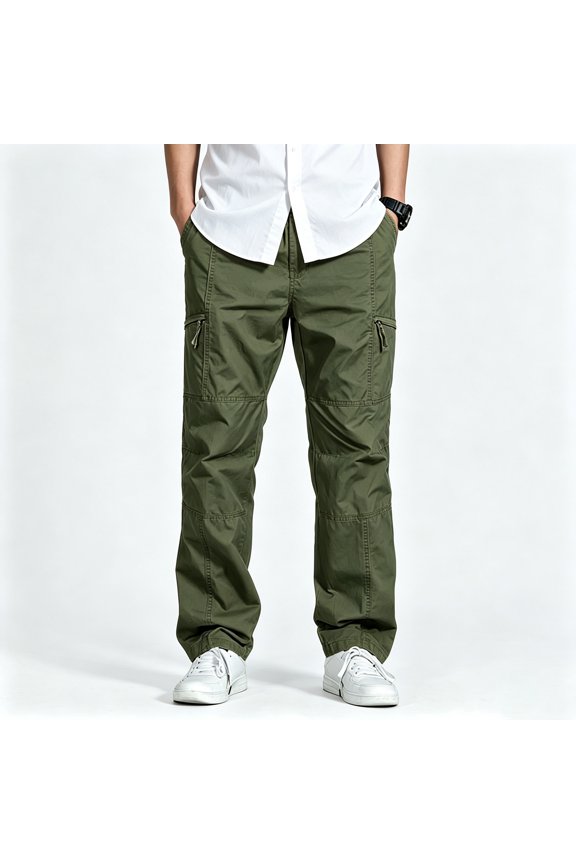 Men Multi Pocket Cargo Trousers Regular Light Stretch Ripstop Outdoor Travel Pants S-XL