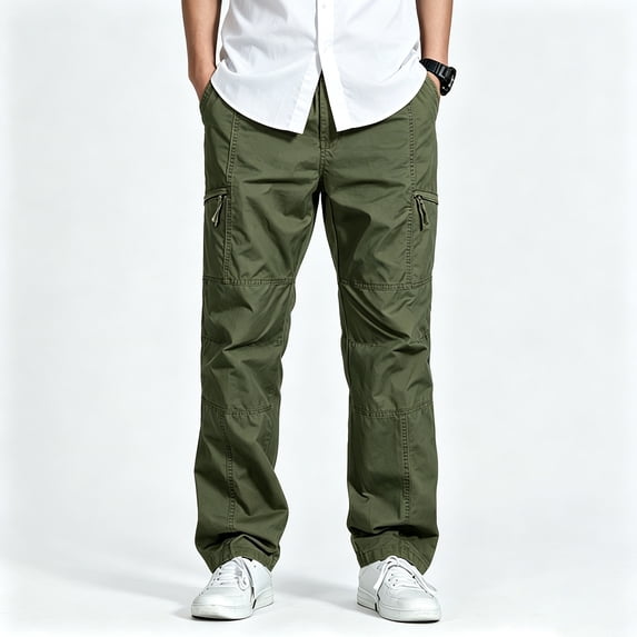 Men Multi Pocket Cargo Trousers Regular Light Stretch Ripstop Outdoor Travel Pants S-XL