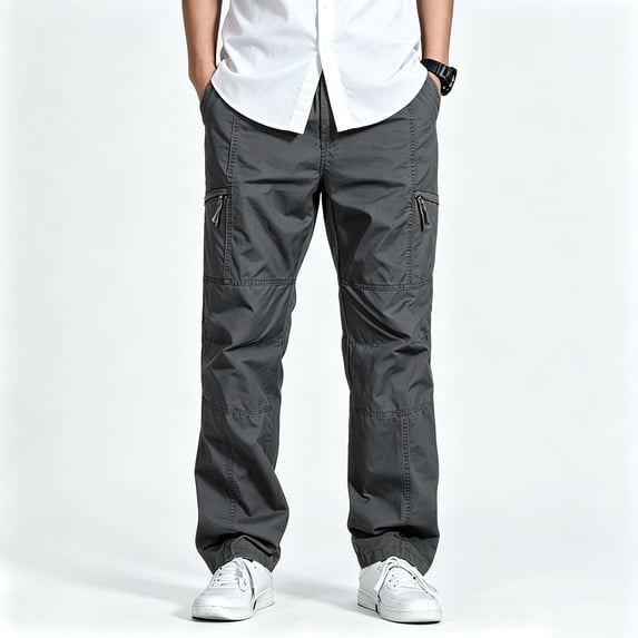 Men Multi Pocket Cargo Trousers Regular Light Stretch Ripstop Outdoor Travel Pants S-XL