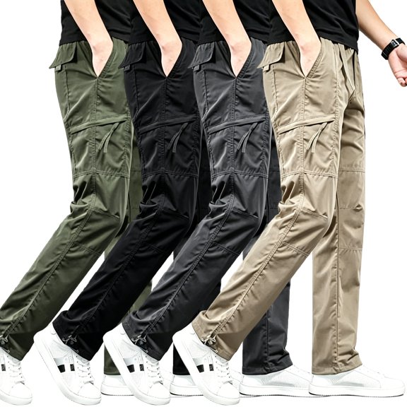 Men Multi Pocket Outdoor Cargo Pants Stretch Soft UPF50+ Tapered Daily Work Pants S-XL(1 piece)