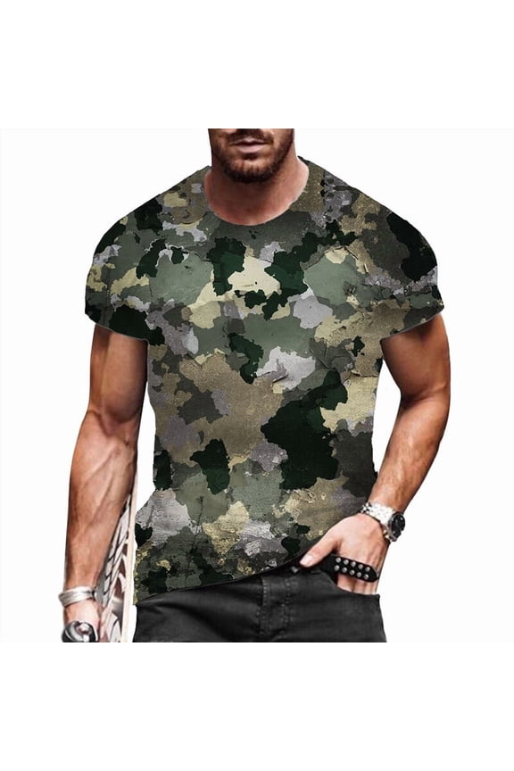 Men Multicolor Camouflage Fashion Casual Streetwear Tee