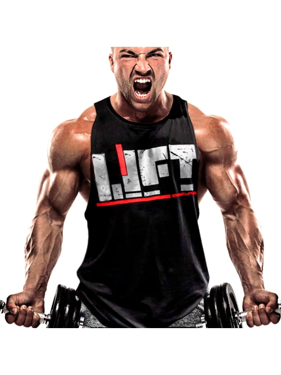 Men Muscle Bodybuilding Sleeveless Shirt Tank Top Gym Singlet Fitness Sport Vest (Black, XX-Large)