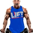 thumbnail image 1 of Men Muscle Bodybuilding Sleeveless Shirt Tank Top Gym Singlet Fitness Sport Vest (Blue, Large), 1 of 7