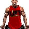 thumbnail image 1 of Men Muscle Bodybuilding Sleeveless Shirt Tank Top Gym Singlet Fitness Sport Vest (Red, X-Large), 1 of 7