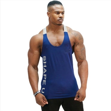 Men Muscle Fitness Tank Top Bodybuilding Workout Gym Sport Sleeveless Stringer Shirts Vest