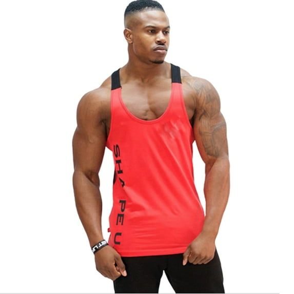 Men Muscle Fitness Tank Top Bodybuilding Workout Gym Sport Sleeveless Stringer Shirts Vest