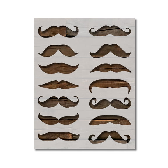 Men Mustaches Short Small Stencil Template Reusable 8.5 x 11 for Painting on Walls, Wood, Etc. By Stencilville