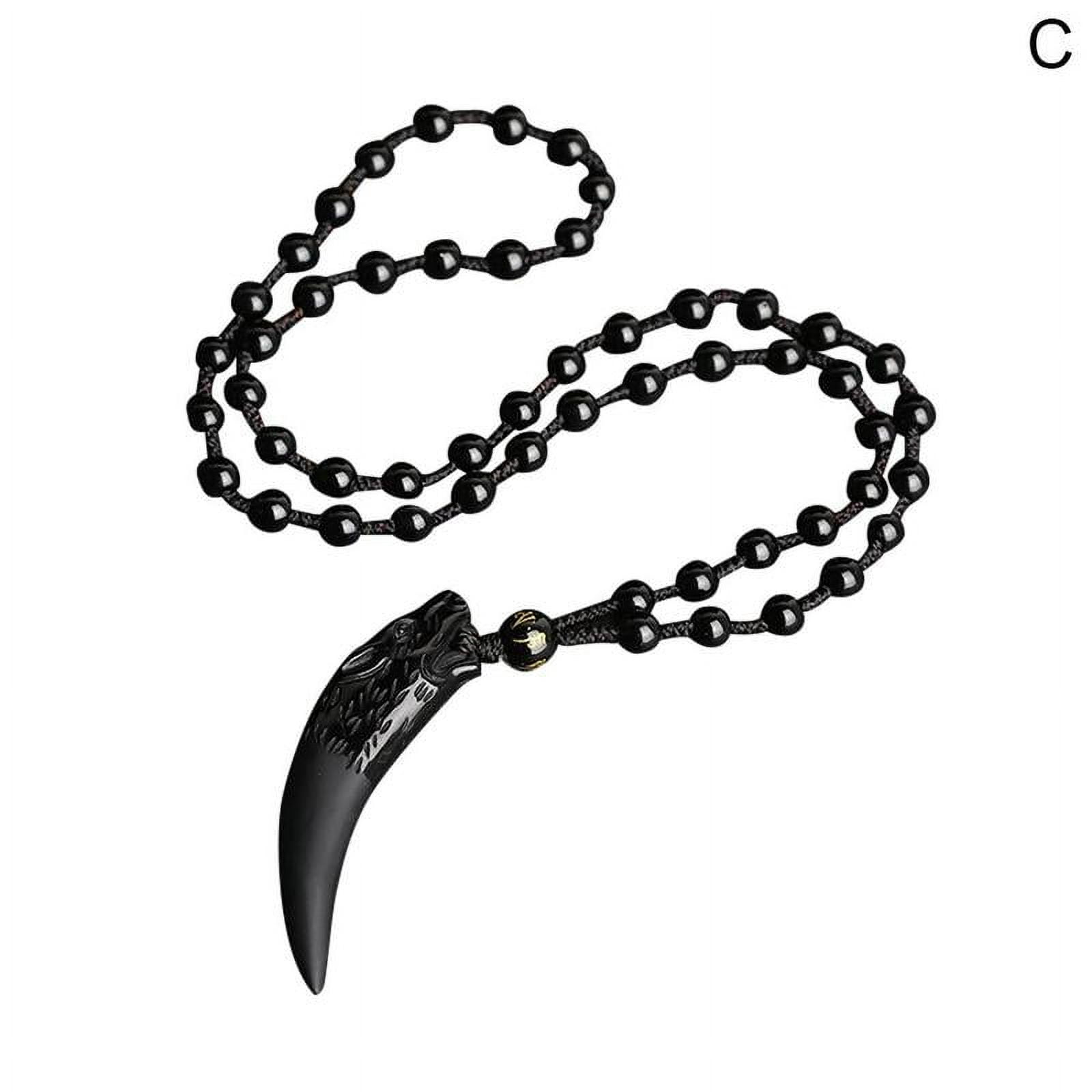 Natural Obsidian Wolf Tooth Necklace – Lightock