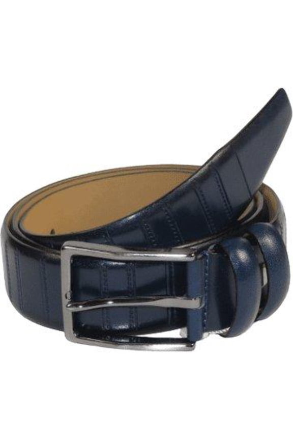 Men Navy Blue Genuine Leather Belt PIERO ROSSI Turkey Soft Full Grain #Navy line