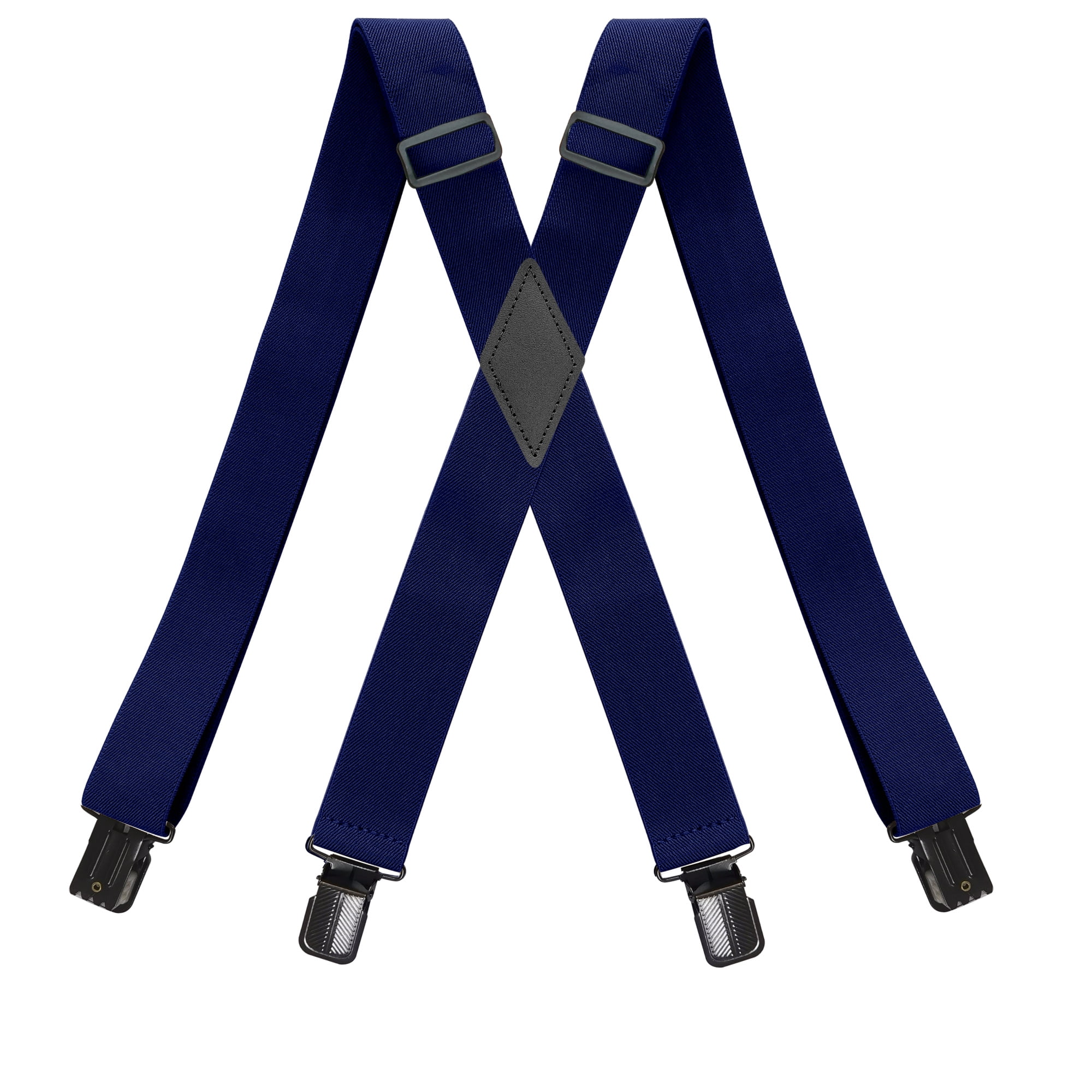 Men Navy Blue Suspenders Adjustable Elastic Heavy Duty 1.4 Inch Wide