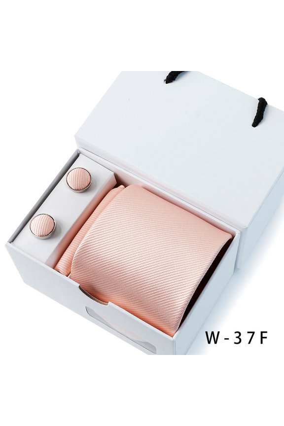 Men Neck Tie Pocket Square Handkerchief Cufflink Wedding Formal Set With Box