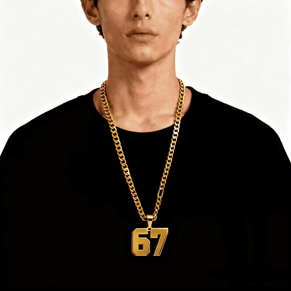 Men Necklaces Inspiration Jewelry Number Necklace for Men Athletes Number Chain Stainless Steel Jersey Pendant Personalized Sports Jewelry Gift for Men Basketball Baseball Football(Gold)