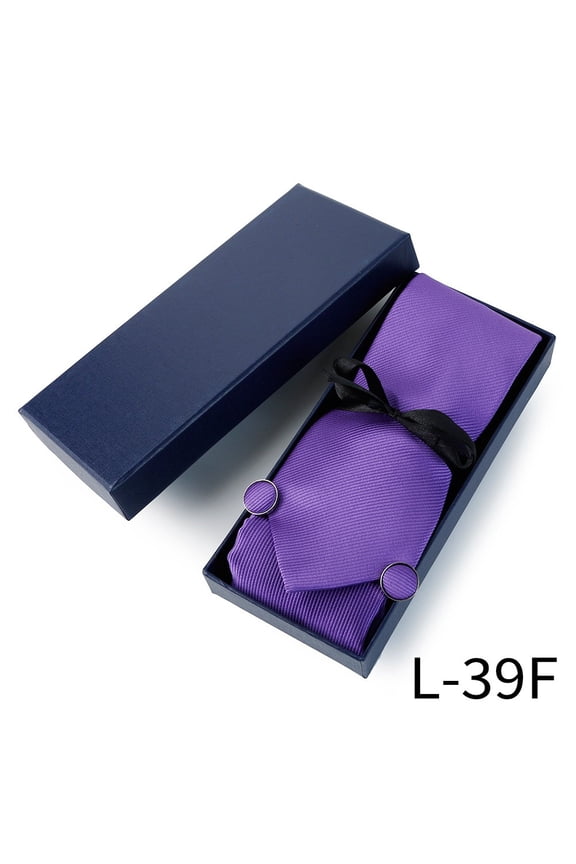 Men Necktie Pocket Square Handkerchief Cufflink Wedding Formal Tie Set With Box