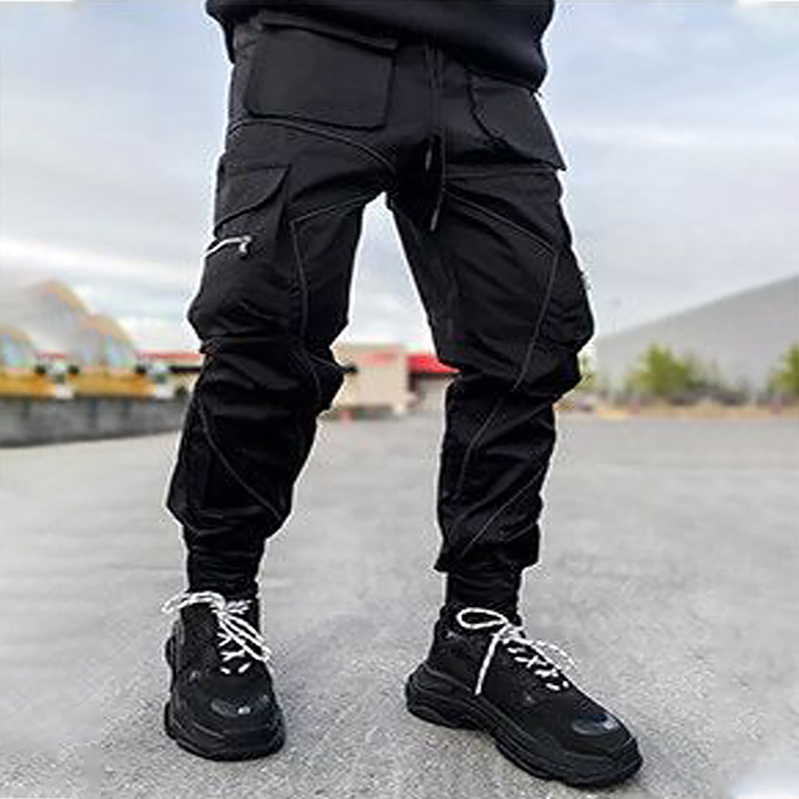 Straight Leg Pocket Solid Cargo Shorts Straight Leg, Men's Cotton Loose Zip Fishing Running Summer Mens Clothing Casual Pants For Outdoor