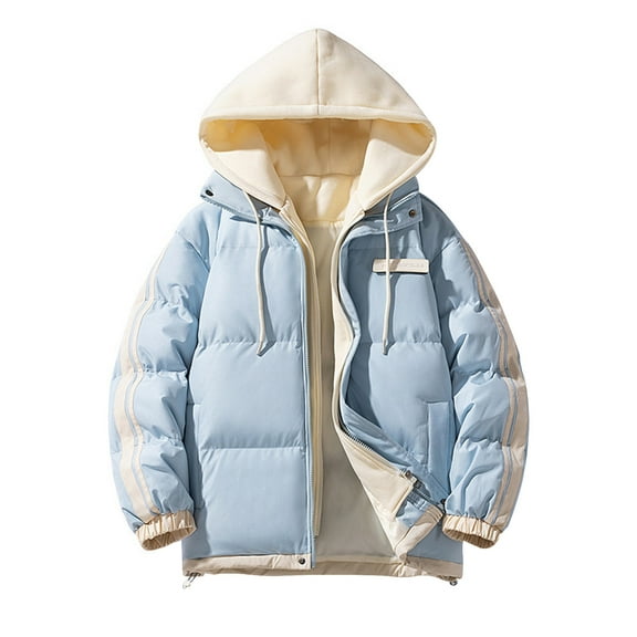 Men New Winter Thick Hooded Padded Coat Loose Casual Coat Bread Suit