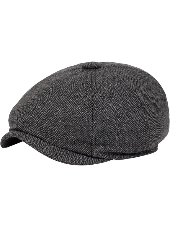 Men Newsboy-Caps for 20's Themed Party - Herringbone Newsboy-Hat 8-Panel Flat Hat 1920s Costume Acc
