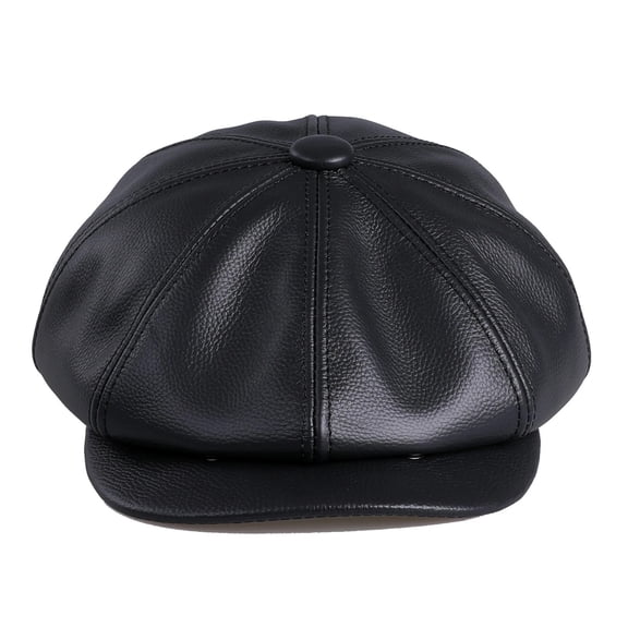 Men Newsboy Flat Cap Genuine Cowhide Leather Golf Driving Hat 8 Panels