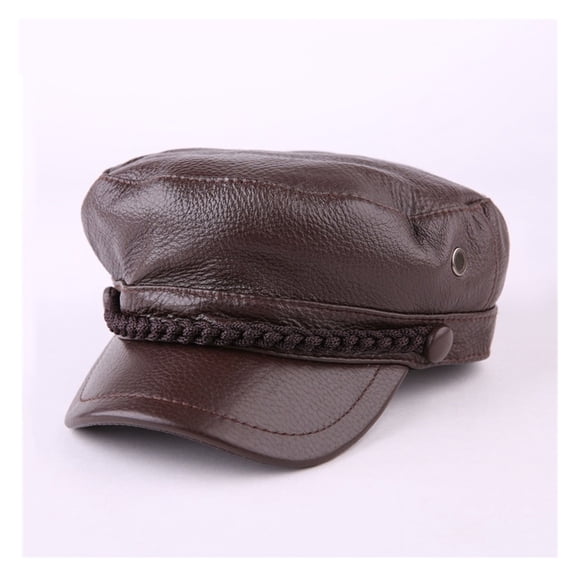Men Newsboy Hat Genuine Leather Brown Sp-ring Cap Casual Women Baker Boy Caps Italian Fashion Flat Hats ,Classic Design