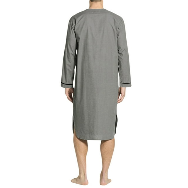 Men Nightshirt V Neck Long Pyjamas Top Loose Long Sleeve Shirt ...