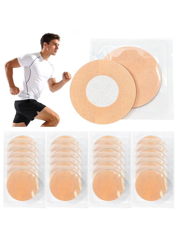 Men Nipple Covers for Running Individually Packaged 30Pcs Anti Chafing Tape for Marathon, No Show Sweatproof Protection for Running, Sports, Fitness and Daily Wear (Beige 15 Pairs)