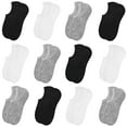 thumbnail image 1 of Men No Show Socks 12 Pairs Invisible Socks with Anti-Slip Silicon Flats Loafers Casual Low Cut Socks（01 Black+White+Gray Size 5-7）, 1 of 5