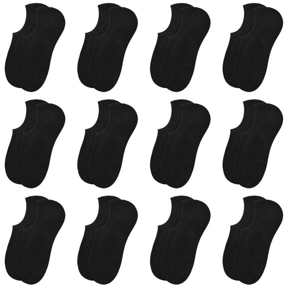 Men No Show Socks 12 Pairs Invisible Socks with Anti-Slip Silicon Flats Loafers Casual Low Cut Socks?03 Black Size 8-11?