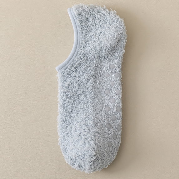 Men Non Slip No Show Warm Socks Thick Cozy Indoor Floor Sleeping Socks Winter Home Foot Warmers Gray One Size