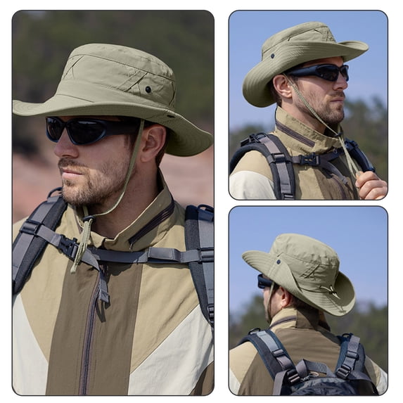Men Nylon Outdoor Fisherman Sun Hat Excellent Light Blocking Effect Breathable Lightweight Foldable Windproof Adjustable Cap for Mountaineering Camping Gardening Hunting Pool Activities