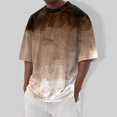 thumbnail image 1 of Men Ombre Brushstroke Print T Shirts Lightweight Summer Outdoor Vacation Short Sleeve Tops Brown 3XL, 1 of 5
