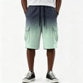 thumbnail image 1 of Men Ombre Gradient Solid Color Corduroy Cargo Shorts Drawstring Elastic Waist Multi Pockets Knee Length Five Inch Casual Shorts For Summer Beach Vacation Outdoor Travel, 1 of 6