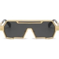 thumbnail image 1 of Men One-Piece Punk Sunglasses Women Vintage Oversized Square Sunglasses Metal Big Frame Shades Eyewear, 1 of 6