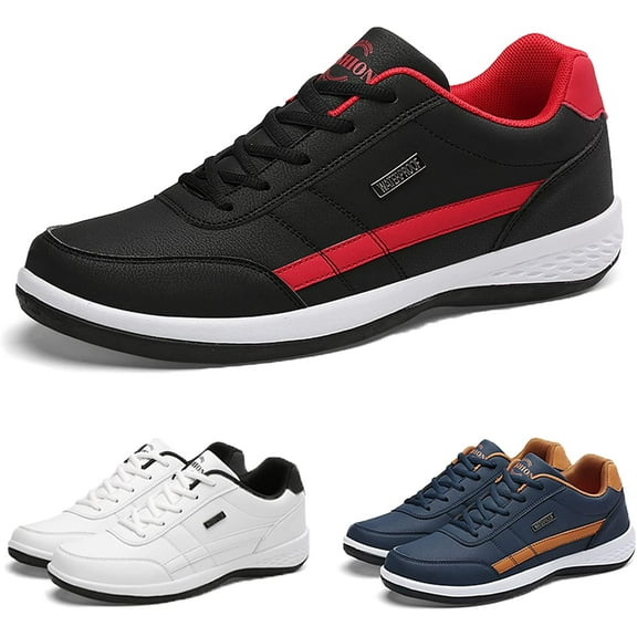 Men  Shoes Lace-Up Sneakers,Extended Width Foot and Heel Comfortable Breathable Anti-Slip Low Top Walking Shoes