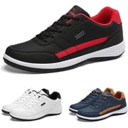 Men Orthopedic Shoes Lace-Up Sneakers,Extended Width Foot and Heel Comfortable Breathable Anti-Slip Low Top Walking Shoes