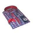 thumbnail image 1 of Men Oscar Banks Turkey Shirt All Egyptian Cotton Wrinkle less 5844-08 navy red, 1 of 7