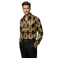 thumbnail image 1 of Men Oscar Banks Turkey Shirt Satin Singer Performer 6268-07 Black Gold Floral, 1 of 8