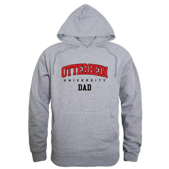 Men Otterbein University Cardinals Dad Hoodie, Heather Grey - Large