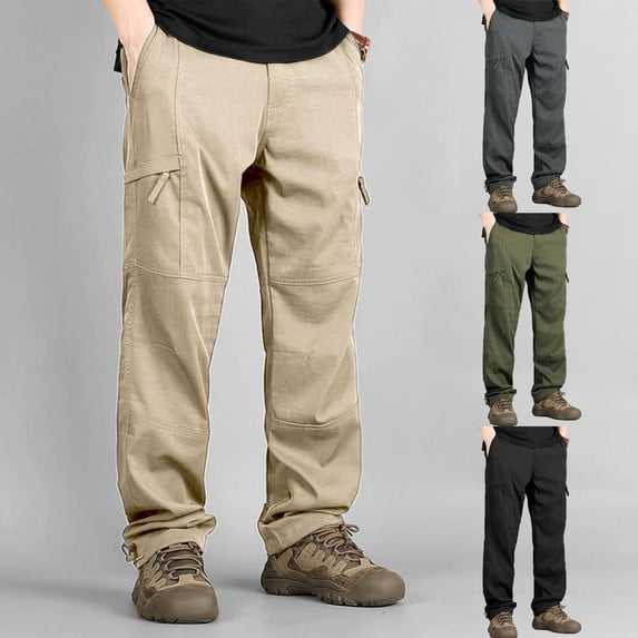 Men Outdoor Cargo Pants Stretch Comfort 6 Pocket UV Protection Hiking Work Pants S-XXL