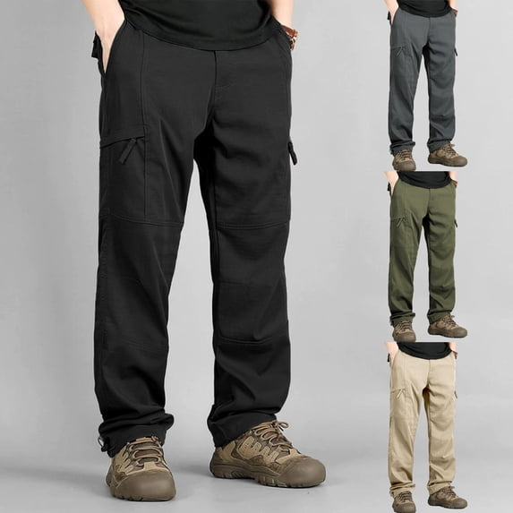 Men Outdoor Cargo Pants Stretch Comfort 6 Pocket UV Protection Hiking Work Pants S-XXL