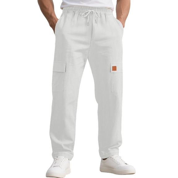 Men Outdoor Cargo Trousers Male Loose Straight Trousers Large Size Men Warm Casual Pants Baggy Breathable Pants Men Drawstring Cotton Track Pant