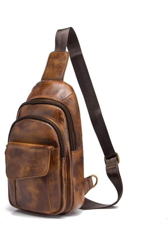 Men Outdoor Casual Travel Hiking Crossbody Chest Sling Bag Rig One Strap Bag Backpack Men Leather
