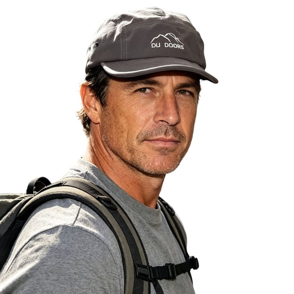 Men Outdoor Five-Panel Short Brim Work Cap, Lightweight Hiking Walking Casual Sports Sun Baseball Hat Gray Free Size