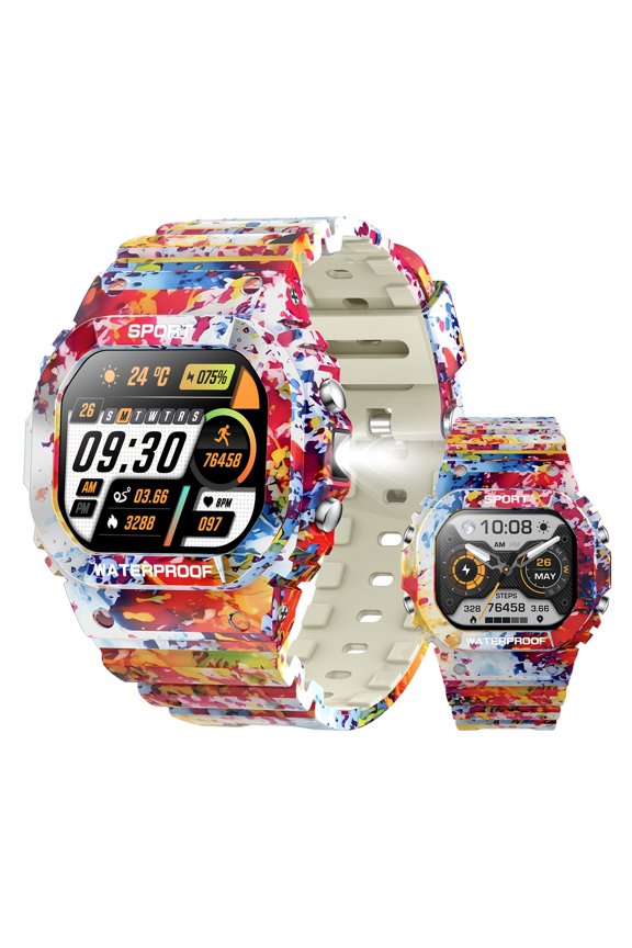 Men Outdoor Smart Watch 1.32" TFT Screen with Bluetooth Calling, LED Flashlight & SOS Emergency, 100+ Sports Modes, Sleep & Fitness Tracker Compatible with iPhone & Android, Cool Gift for Men