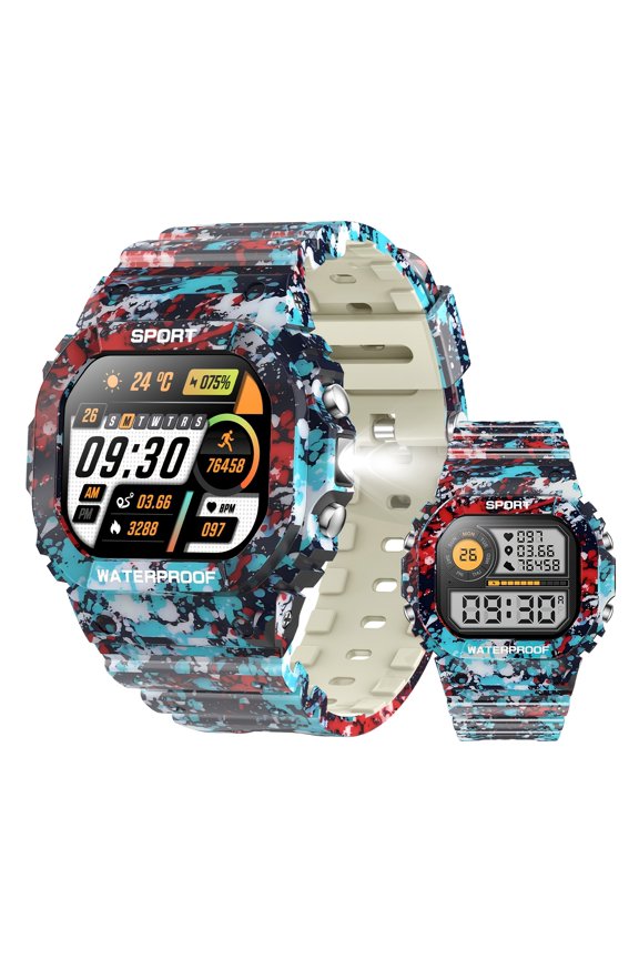 Men Outdoor Smart Watch 1.32" TFT Screen with Bluetooth Calling, LED Flashlight & SOS Emergency, 100+ Sports Modes, Sleep & Fitness Tracker Compatible with iPhone & Android, Cool Gift for Men