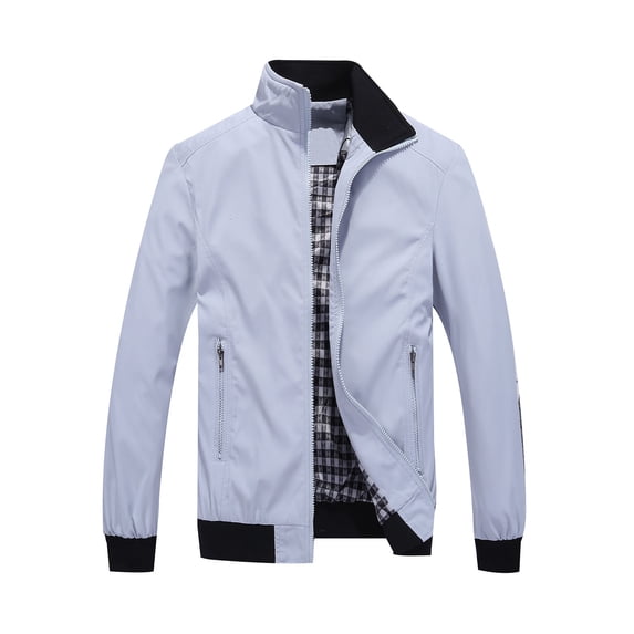 Men Outdoor Sports Jackets Slim Fitting Casual Windbreaker Thin Outwear Sportswear Solid Jacket Coat with Zip Pockets Gray L