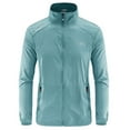 thumbnail image 1 of Men Outdoor Sports Jackets Solid Casual Lightweight Hiking Long Sleeve Full Zip Stand Collar Thin Athletic Jackets Zipper Pockets Sky Blue L, 1 of 1