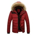 thumbnail image 1 of Men Outdoor Warm Winter Thick Jacket Hooded Coat Jacket With Zipper Pocket, 1 of 3