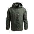 thumbnail image 1 of Men Outdoor Windproof Waterproof Hooded Jacket Field Climbing Warm Thin Outwear 2024 Male Fall Winter Hiking Camping Clothes (Army Green,5XL), 1 of 6