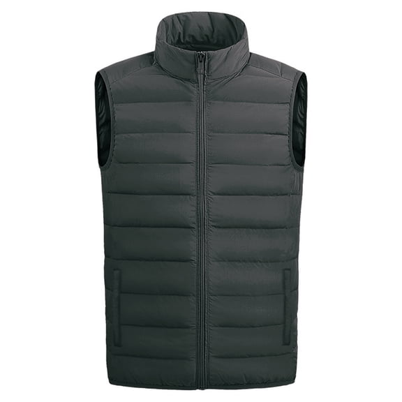 Men Outerwear Lightweight Water-Resistant Finish Sleeveless Puffer Vest Jacket, Charcoal, XL