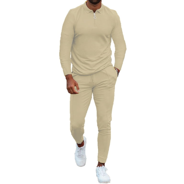 Mens Outfit 2-Piece Set Long Sleeve T Shirts and Pants Sweatsuit