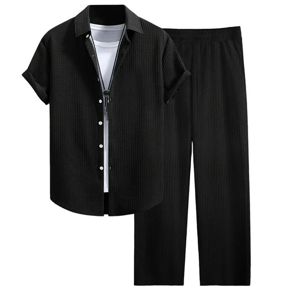 Men Outfits 2 Piece Men's Summer Sportswear Suits Sportswear Breathable Short Sleeved Shirts And Sports Trousers With Pockets Men S Three Piece Suit All Suit Jackets Juniors Pant Suits Formal Black S